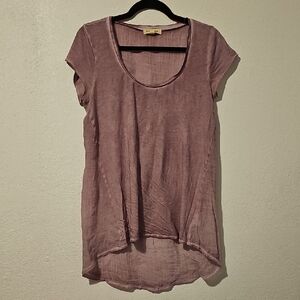 Black Swan Sheer Gauze Cottage Boho Mauve Scoop Neck Hi Low Tunic Size Small